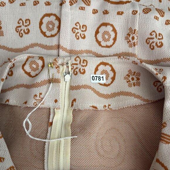 Vintage 1960s Short Sleeve Pineapple Floral Knee Length Shift Dress Zip Women M - Picture 6 of 8